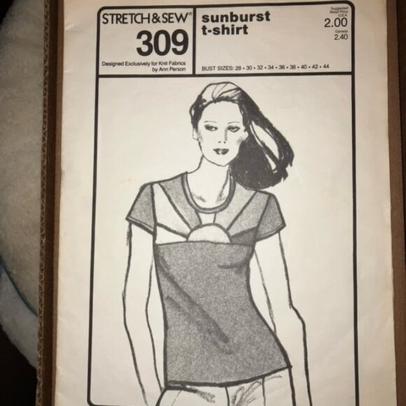 Stretch & Sew Sunburst T-shirt pattern 309 Bust Sizes: 28 - 44 vintage AS IS - Picture 1 of 2